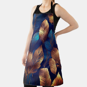 Elegantes Gold Blue Foliage Nature Design Schürze