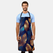 Elegantes Gold Blue Foliage Nature Design Schürze (Getragen)
