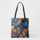 Elegantes Gold Blue Foliage Nature Design Tasche (Vorderseite)