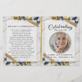 Elegantes Gold Blue Foto Life Celebration Program (Vorderseite)