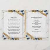 Elegantes Gold Blue Foto Life Celebration Program (Rückseite)