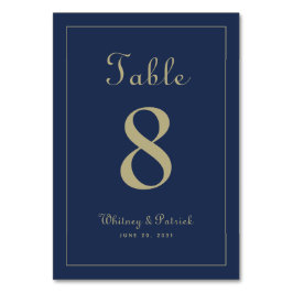 Elegantes Gold Blue Hochzeit Empfang formales Aben Tischnummer