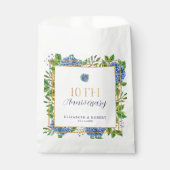 Elegantes Gold Blue Hydrangea Party zum 10. Jubilä Geschenktütchen (Vorderseite)