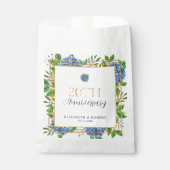 Elegantes Gold Blue Hydrangea Party zum 20-jährige Geschenktütchen (Vorderseite)