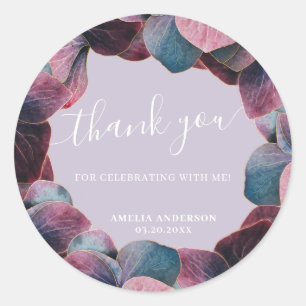 Elegantes Gold Blue Lavender Lila Hydrangeas Party Runder Aufkleber