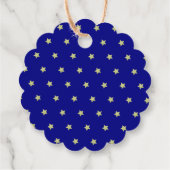 Elegantes Gold & Blue Star Muster Monogramm Geschenkanhänger (Rückseite)