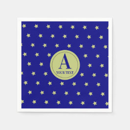 Elegantes Gold & Blue Star Muster Monogramm Serviette