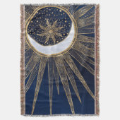Elegantes Gold & Blue Sun Moon Mandala Doodles Art Decke (Vorderseite Vertikal)