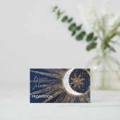 Elegantes Gold & Blue Sun Moon Mandala Doodles Art Visitenkarte (Stehend Vorderseite)