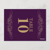 Elegantes Gold Blüh Eggplant Tischnummer (Rückseite)