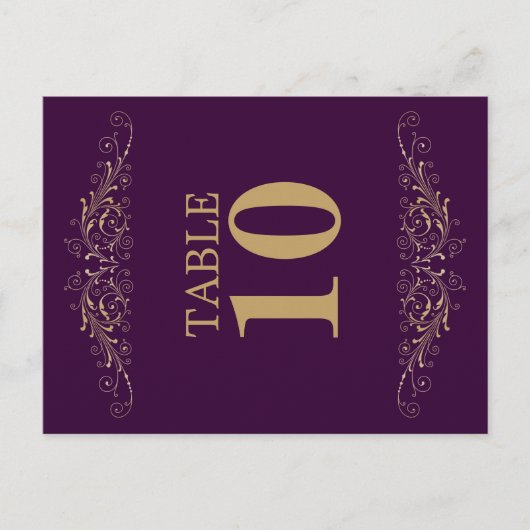 Elegantes Gold Blüh Eggplant Tischnummer (Vorderseite)