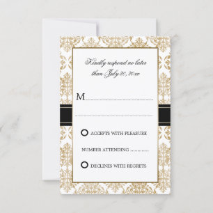 Elegantes Gold Blüh und Damask UAWG RSVP Karte