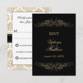Elegantes Gold Blüh und Damask UAWG RSVP Karte (Vorne/Hinten)