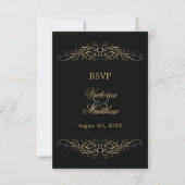 Elegantes Gold Blüh und Damask UAWG RSVP Karte (Vorderseite)