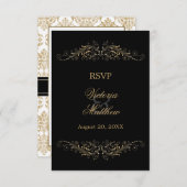 Elegantes Gold Blüh und Damask UAWG RSVP Karte (Vorne/Hinten)
