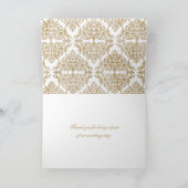 Elegantes Gold Blüh und Damask Vielen Dank Dankeskarte (Innenseite)