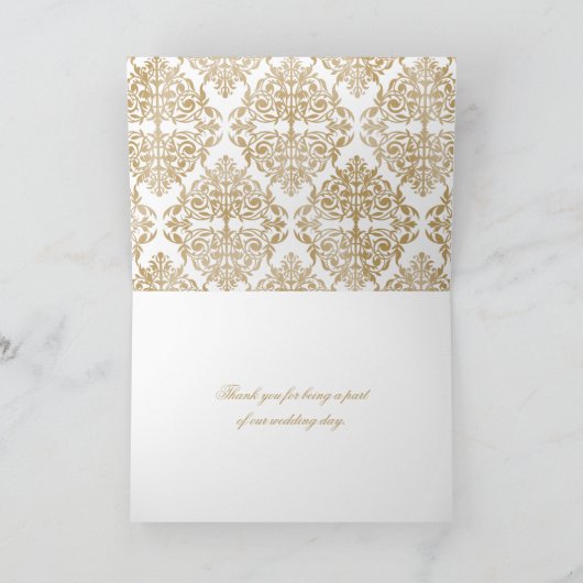 Elegantes Gold Blüh und Damask Vielen Dank Dankeskarte (Innenseite)