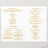 Elegantes Gold Blüh Wedding Program (Rückseite)
