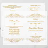 Elegantes Gold Blüh Wedding Program (Vorne/Hinten)