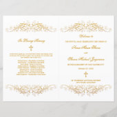Elegantes Gold Blüh Wedding Program (Vorderseite)