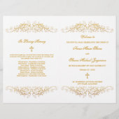 Elegantes Gold Blüh Wedding Program (Vorderseite)