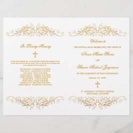 Elegantes Gold Blüh Wedding Program