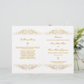 Elegantes Gold Blüh Wedding Program (Stehend Vorderseite)