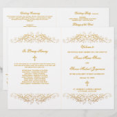 Elegantes Gold Blüh Wedding Program (Vorne/Hinten)