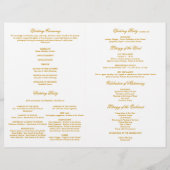 Elegantes Gold Blüh Wedding Program (Rückseite)
