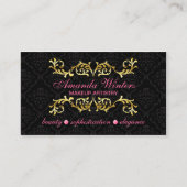 Elegantes Gold blühen und Damast Visitenkarte (Vorderseite)