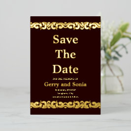 Elegantes Gold Blühend Hochzeitsfoil Save the Date Folieneinladung