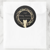 Elegantes Gold Blumendekoration, Jubiläum Runder Aufkleber (Tasche)