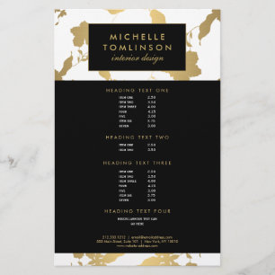 Elegantes Gold-Blumenmuster Weiß Designer Flyer