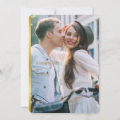 Elegantes Gold Blush Bloral Script Hochzeitsschrei Save The Date (Rückseite)