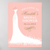 Elegantes Gold Blush Gown Brautparty Willkommen Poster (Vorne)