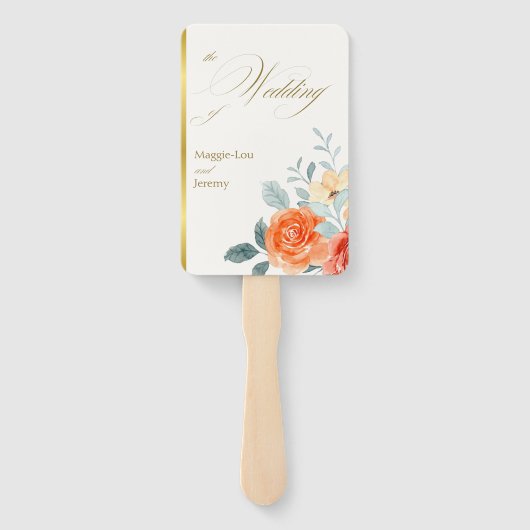 Elegantes Gold Blush-Script-Hochzeitsprogramm Fächer (Rückseite)