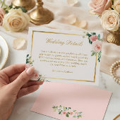 Elegantes Gold Blushing Rosa Blumenzwiebeln Detail Begleitkarte