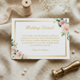 Elegantes Gold Blushing Rosa Blumenzwiebeln Detail Begleitkarte