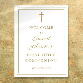 Elegantes Gold Border Heilige Kommune Willkommensz Poster