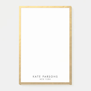 Elegantes Gold Border Notepad Post-it Klebezettel
