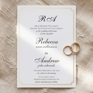 Elegantes Gold Borders Classic Monogramm Folieneinladung