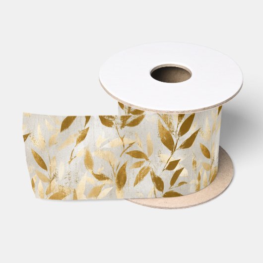 Elegantes Gold-Botanik Satinband (Spule)