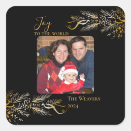 Elegantes Gold Botanische Einzigartige Weihnachtsf Quadratischer Aufkleber