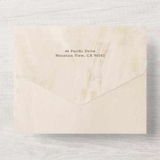 Elegantes Gold Botanisches Foto All In One Einladung (Rückseite)