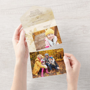 Elegantes Gold Botanisches Foto All In One Einladung