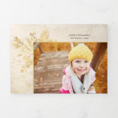 Elegantes Gold Botanisches Foto Dreifach Gefaltete Urlaubskarte (Cover)