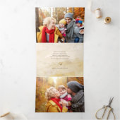 Elegantes Gold Botanisches Foto Dreifach Gefaltete Urlaubskarte (Innenseite)