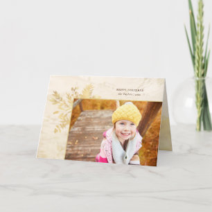 Elegantes Gold Botanisches Foto Feiertagskarte