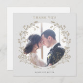 Elegantes Gold Botanisches Kranz Foto Vielen Dank (Vorne/Hinten)