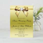 Elegantes Gold Bow House Erwärmung Party Einladung (Stehend Vorderseite)
